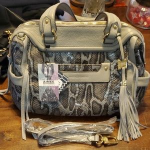 NWT - Aimee kestenberg gray croco leather and gray leather trim.